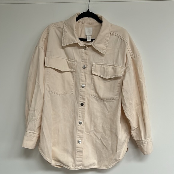 H&M Denim shirt jacket | Cream - Picture 1 of 11